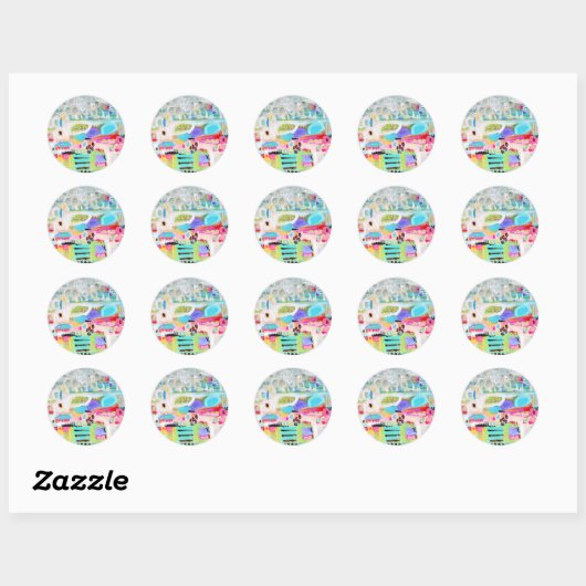 Abstracte wolken ronde sticker (Vel)