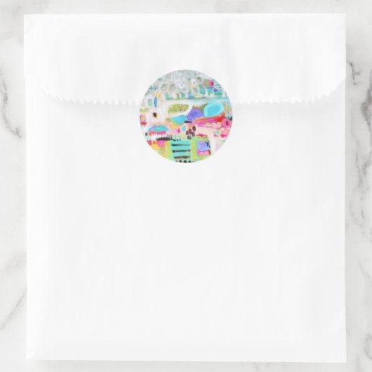 Abstracte wolken ronde sticker (Tas)