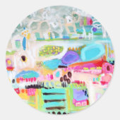 Abstracte wolken ronde sticker (Voorkant)