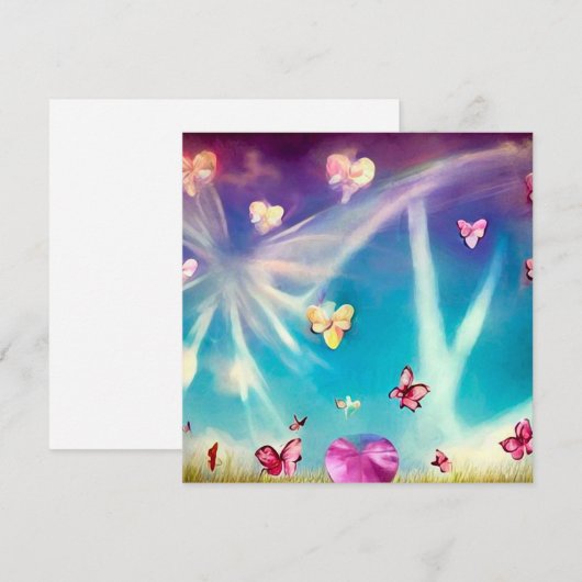 Abstracte wolken & vlinders kaart (Voorkant / Achterkant)