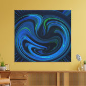 Abstracte Womb van blauw omhuld canvas afdrukken (Insitu (Woonkamer))