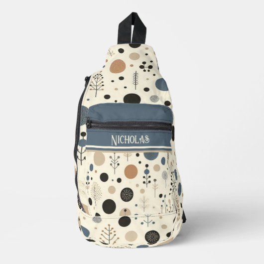 Abstracte Woodland aangepaste naam Sling Bag (Voorkant)