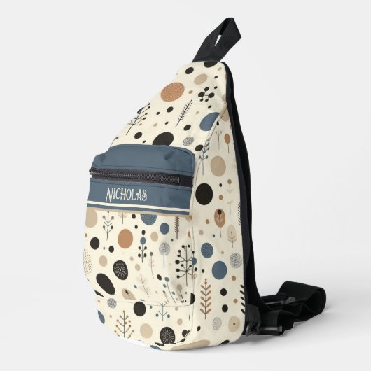 Abstracte Woodland aangepaste naam Sling Bag (Rechterhoek)