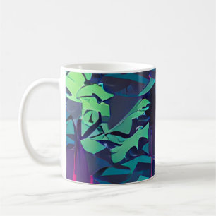 Abstracte woudkunst roze en groen koffiemok