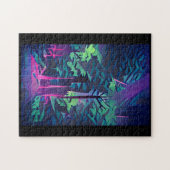 Abstracte woudkunst roze en groen legpuzzel (Horizontaal)