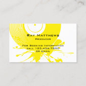 Abstracte Yellow Disc DJ Muziekproducent Visitekaartje (Achterkant)