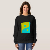 ABSTRACTE YIN YANG AQUA EN GELE VREDESSYMBOOL TRUI (Voorkant volledig)
