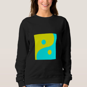ABSTRACTE YIN YANG AQUA EN GELE VREDESSYMBOOL TRUI