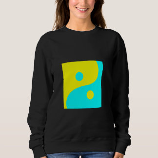 ABSTRACTE YIN YANG AQUA EN GELE VREDESSYMBOOL TRUI