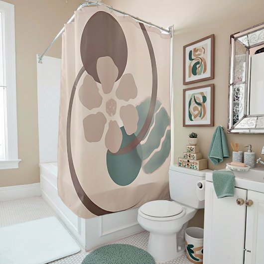 Abstracte Yin Yang flower minimalistische kunst Douchegordijn