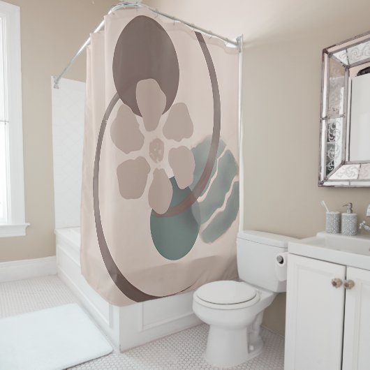 Abstracte Yin Yang flower minimalistische kunst Douchegordijn (In situ)