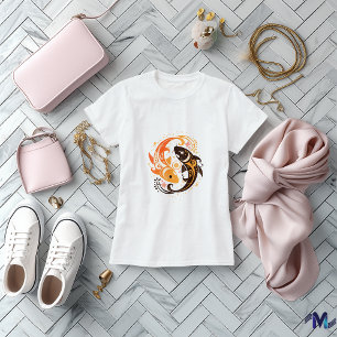 Abstracte Yin Yang Koi Fish Art Design T-shirt