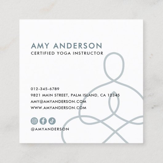 Abstracte yoga/wellness/meditatie vierkante visitekaartje (Achterkant)