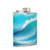 Abstracte zachte blauwe oceaan spatgolven heupfles (Rechts)