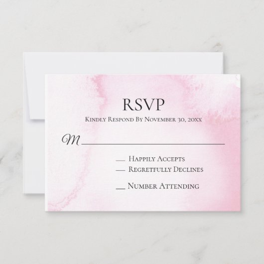 *~* Abstracte Zachte Blush Roze bruiloft RSVP Inse Kaartje (Voorkant)