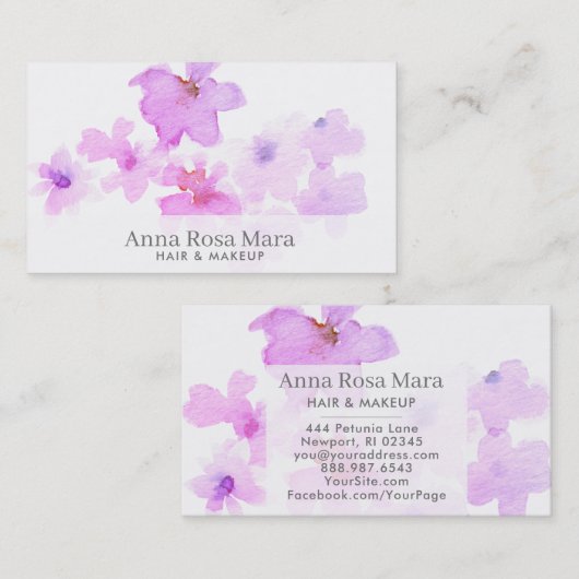 *~* Abstracte Zachte Elegant Floral Waterverf  Visitekaartje (Voorkant / Achterkant)