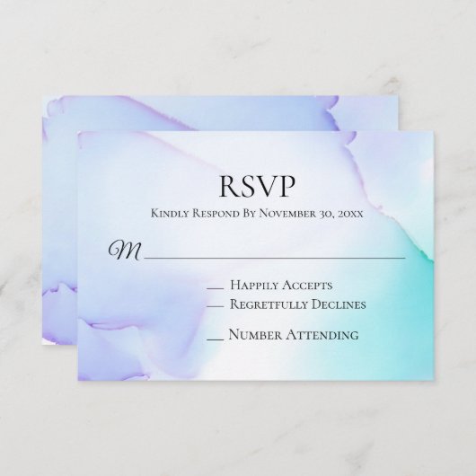 *~* Abstracte zachte lavender Munt Weddenschap RSV RSVP Kaartje (Voorkant / Achterkant)