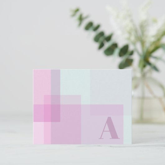 Abstracte Zachte Paarse Roze Mauve Kleuren Monogra Briefkaart (Staand voorkant)