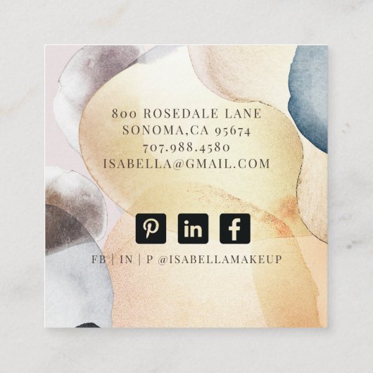 Abstracte zachte pasta's maken artistiek vierkante visitekaartje (Achterkant)