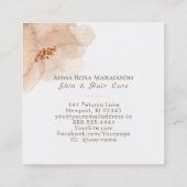 ~* Abstracte zachte perzik beige bloemige Waterver Vierkante Visitekaartje (Achterkant)