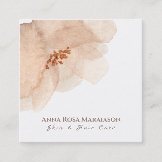 ~* Abstracte zachte perzik beige bloemige Waterver Vierkante Visitekaartje (Voorkant)