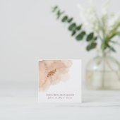 ~* Abstracte zachte perzik beige bloemige Waterver Vierkante Visitekaartje (Staand voorkant)