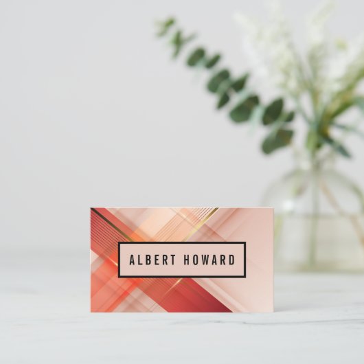 Abstracte Zachte Roze en Gouden Lijnen Visitekaartje (Staand voorkant)