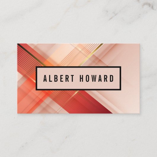 Abstracte Zachte Roze en Gouden Lijnen Visitekaartje (Voorkant)