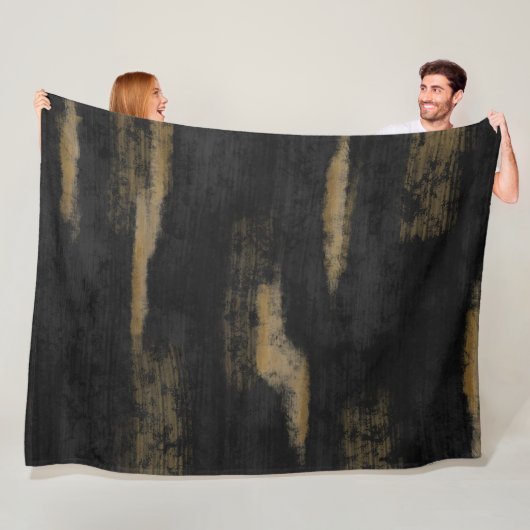 Abstracte zachte steenkool en gouden houtskool fleece deken (In situ)