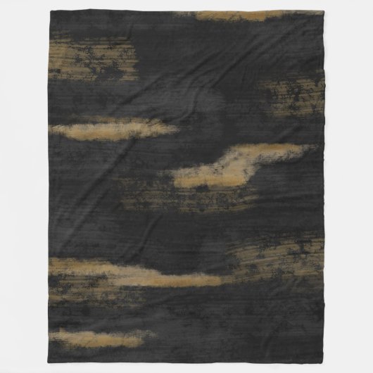 Abstracte zachte steenkool en gouden houtskool fleece deken (Voorkant)