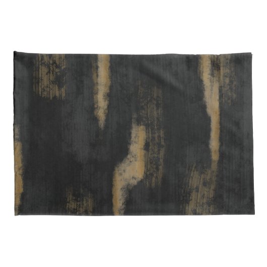 Abstracte zachte steenkool en gouden houtskool kussensloop (Achterkant-Rechts)