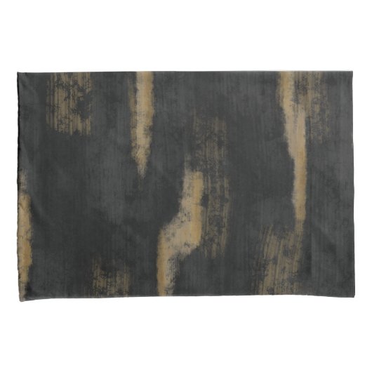 Abstracte zachte steenkool en gouden houtskool kussensloop (Voorkant-Rechts)