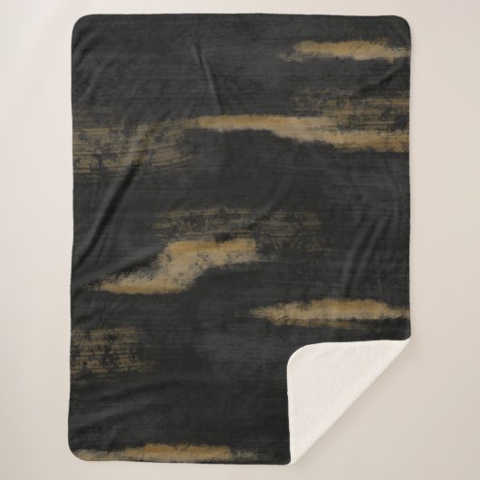 Abstracte zachte steenkool en gouden houtskool sherpa deken (Voorkant)