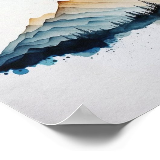 Abstracte zachte waterverf bergen kunst poster (Hoek)