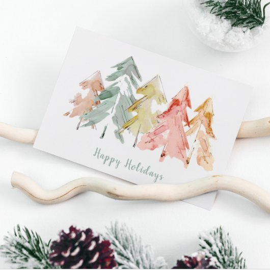 Abstracte zachte Waterverf voor kerstbomen Briefkaart