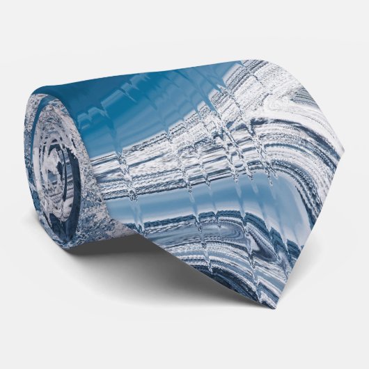 Abstracte Zadels van Blauwe en Zilveren KristalZwi Stropdas (Opgerold)