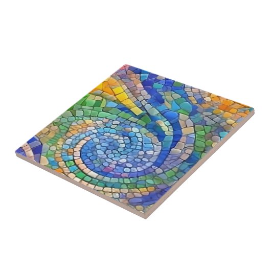 Abstracte zand- en oceaangolven Gaudi-achtige moza Tegeltje (Zijkant)