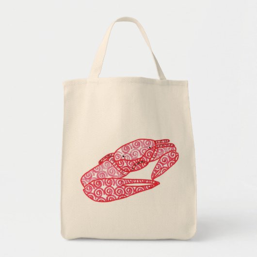Abstracte Zandkrab met rode wervelingen, strandtas Tote Bag (Voorkant)