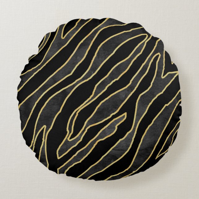 Abstracte zebra gestreept. Afdrukafbeelding van di Rond Kussen (Voorkant)