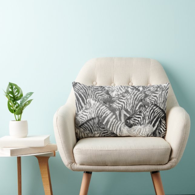 Abstracte zebra kunst zwart en wit kussen (Stoel)