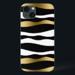 Abstracte Zebra Stripes Black White en Gold Case-Mate iPhone Case<br><div class="desc">Elegant modern abstract zebrastrepen patroon in zwart-wit met een willekeurig gouden streep accent.</div>