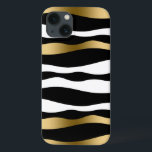 Abstracte Zebra Stripes Black White en Gold Case-Mate iPhone Case<br><div class="desc">Elegant modern abstract zebrastrepen patroon in zwart-wit met een willekeurig gouden streep accent.</div>