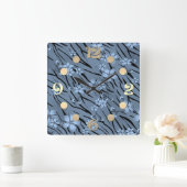 Abstracte zebra tijgerhuid Godbloeiende bloemen Vierkante Klok (Huis)