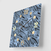 Abstracte zebra tijgerhuid Godbloeiende bloemen Vierkante Klok (Hoek)