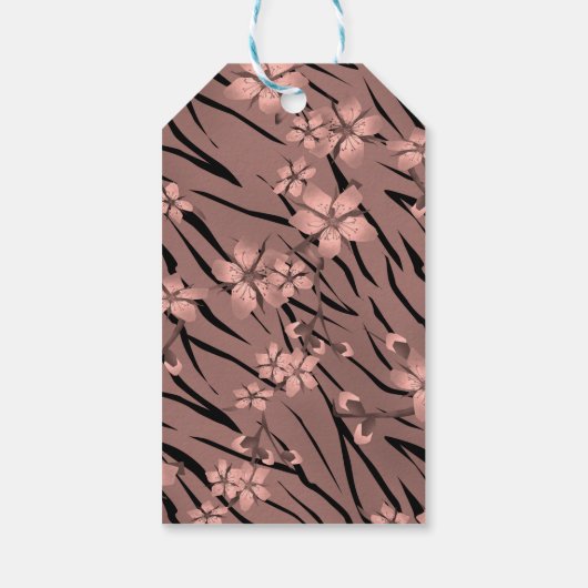 Abstracte zebra tijgerleerbloemen cadeaulabel (Achterkant)