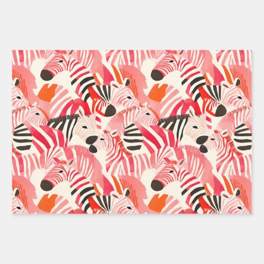 Abstracte zebra's in het roze inpakpapier vel (Voorkant 3)