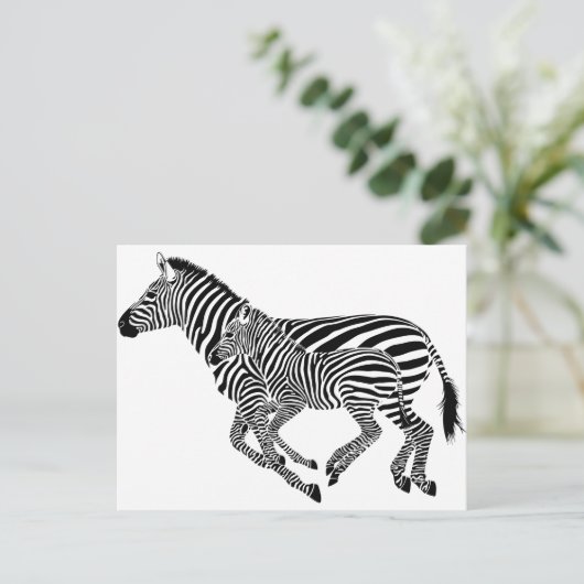 Abstracte Zebra's Moeder en Kind Briefkaart (Staand voorkant)