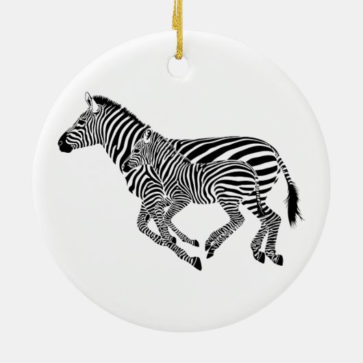 Abstracte Zebra's Moeder en Kind Keramisch Ornament (Achterkant)