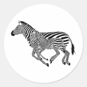 Abstracte Zebra's Moeder en Kind Ronde Sticker