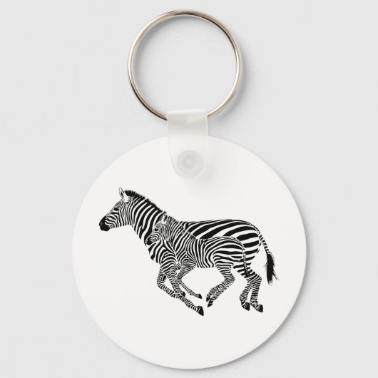 Abstracte Zebra's Moeder en Kind Sleutelhanger (Voorkant)